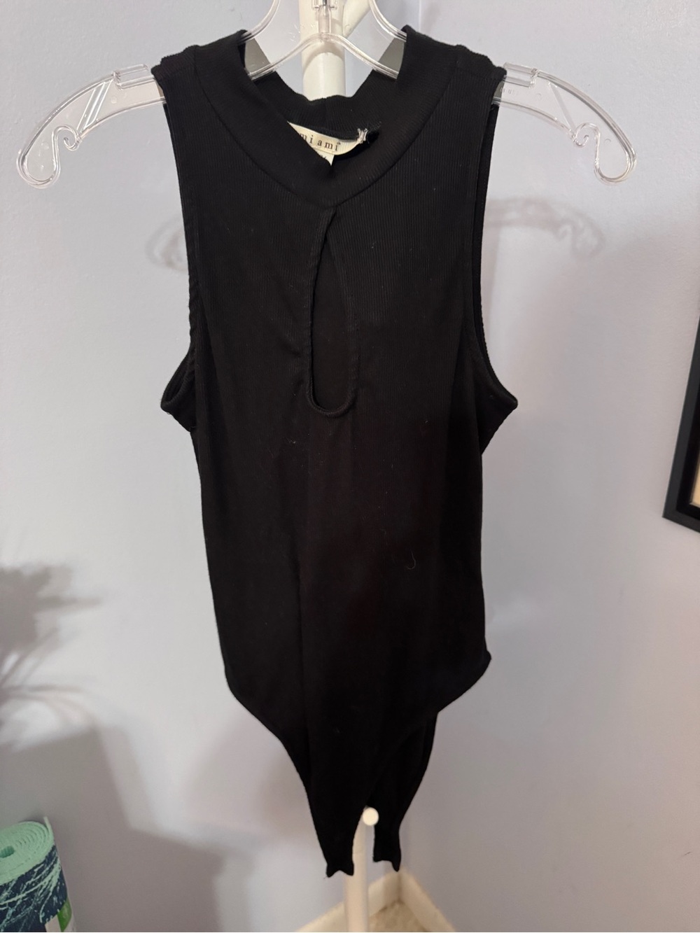 miami Black Sleeveless Keyhole Stretch Bodysuit